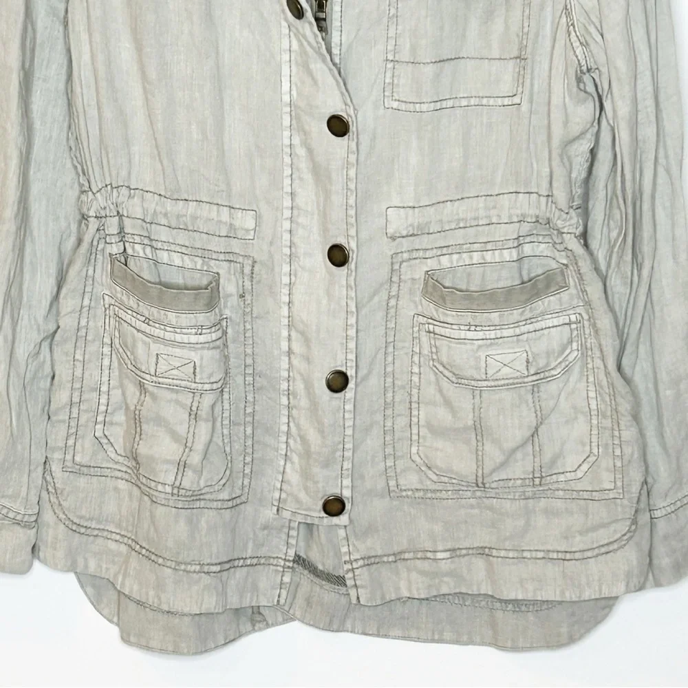Anthropologie Marrakech Linen Utility Cargo Jacket Medium - Picture 6 of 15